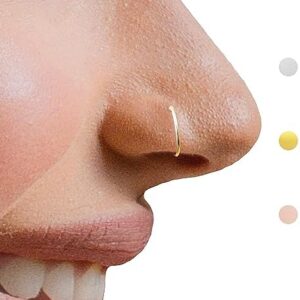 Small Gold Nose Ring Hoop for Women, Tiny Thin 14k Gold Filled Nose Piercing Hoop Jewelry 7mm 22G : Clothing, Shoes & Jewelry