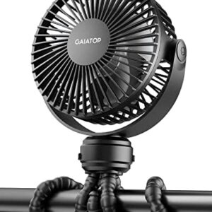 Gaiatop Mini Portable Stroller Fan, Battery Operated Small Clip on, Detachable 3 Speed Rechargeable, 360° Rotate Flexible Tripod Better Cooling for Car Seat Crib Treadmill Travel Black : Baby