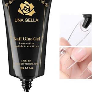 UNA GELLA Gel Nail Glue, Solid Nails Gl ue Gel 40ml Lamp Curing Needed Soak Off G LUE Strong Nail G LUE G el for Acrylic Fake Nails Tips Extension Press On Nails for Gelly Tips : Beauty & Personal Care