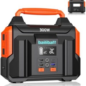 Portable Power Station 300W 257wh Lithium Battery Bailibatt Small Portable Generator for Home Use Camping Travel Emergency Hunting Outdoor, Large Power Bank with AC Outlet for Laptop : Patio, Lawn & Garden
