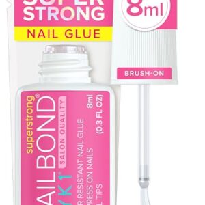 Super Strong Nail Glue for Press On Nails, Nail Tips & Acrylic Fake Nails (8ml) NYK1 NailBond Brush On Glue for Press Ons, Tips & Acrylics - Long Lasting, Maximum Strength, Mess-Free Application : NYK1: Beauty & Personal Care
